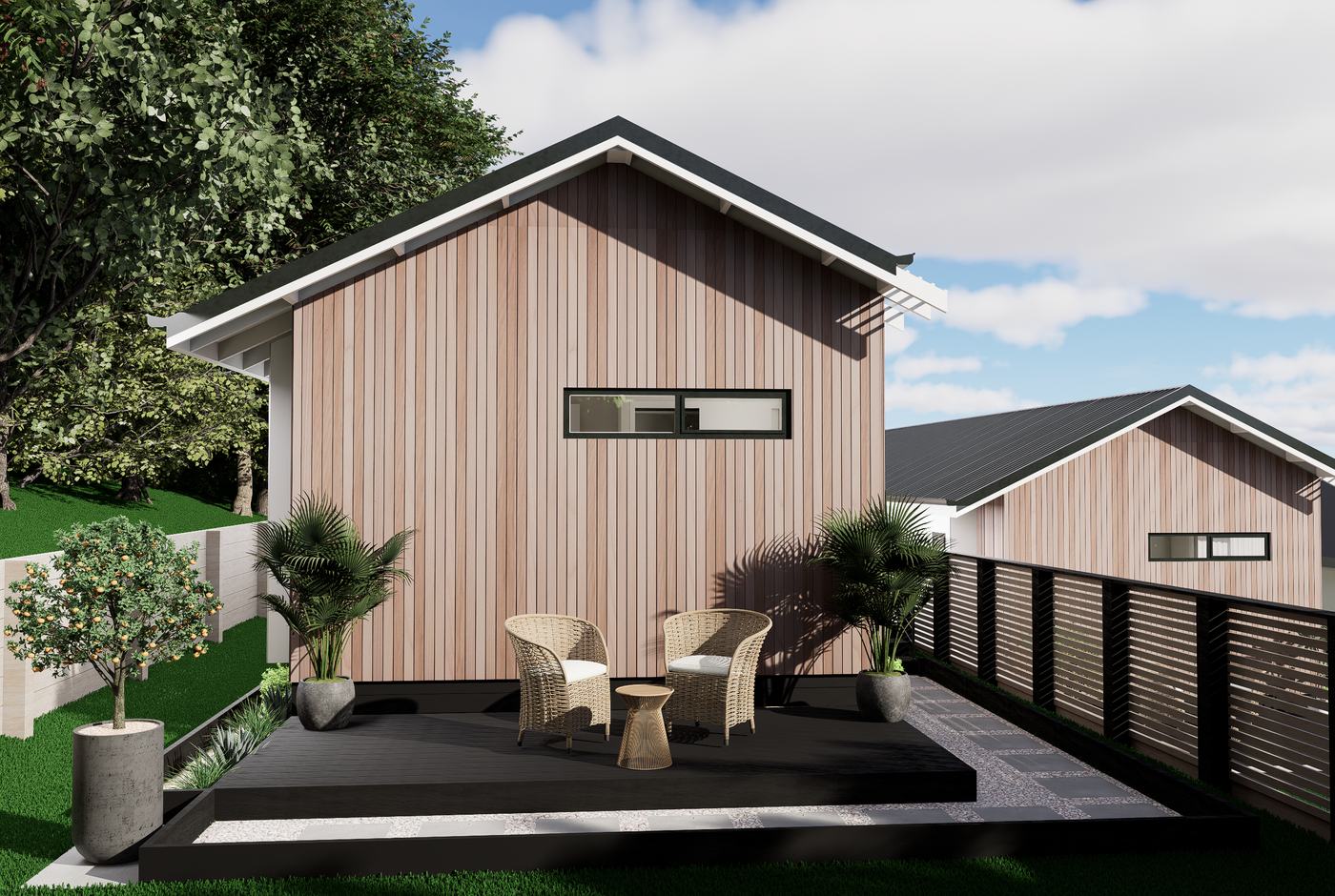 Punga Ridge exterior render, evening