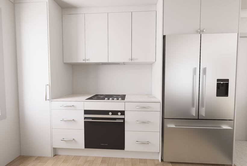 Upper Hutt development kitchen back wall render