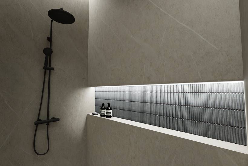 Wellington Bathroom tiled niche render